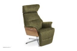 Air l�nestol, Eg lak, Drejefod aluminium, Stof | Etna Olive 28 | Conform