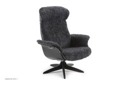 Timeout l�nestol, Eg sortbejdset, Drejefod sort aluminium, F�reskind | Sheepskin Charcoal | Conform