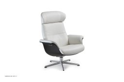 Timeout l�nestol, Eg sortbejdset, Drejefod aluminium, L�der | Meno White 00 | Conform