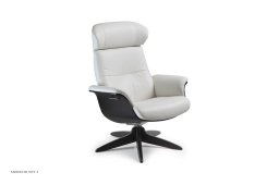 Timeout l�nestol, Eg sortbejdset, Drejefod sort aluminium, L�der | Meno White 00 | Conform