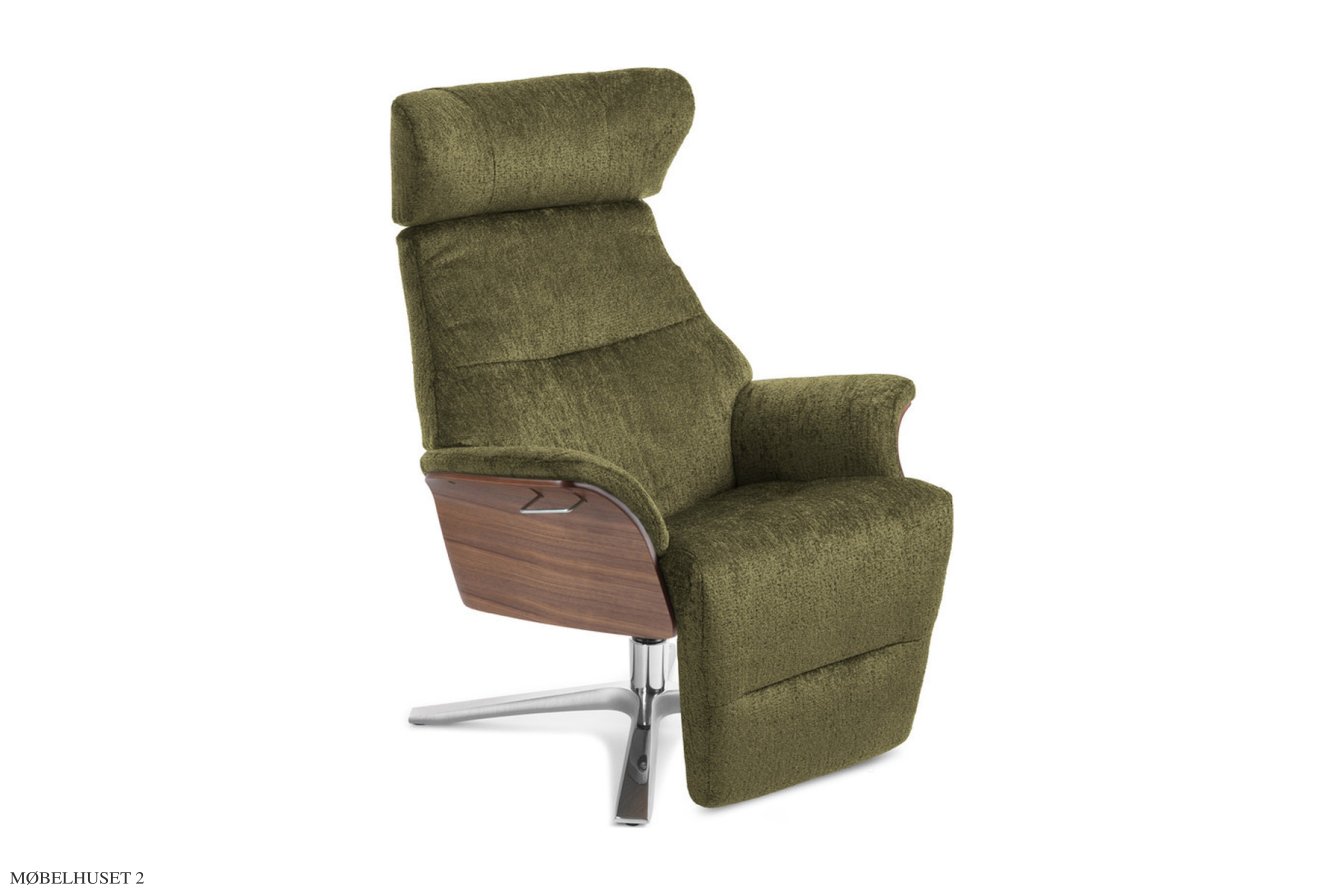 Air l�nestol, Valn�d, Quattro drejefod aluminium, Stof | Etna Olive 28 | Conform