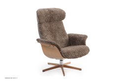 Timeout l�nestol, Eg lak, Drejefod tr�/aluminium, F�reskind | Sheepskin Sahara | Conform