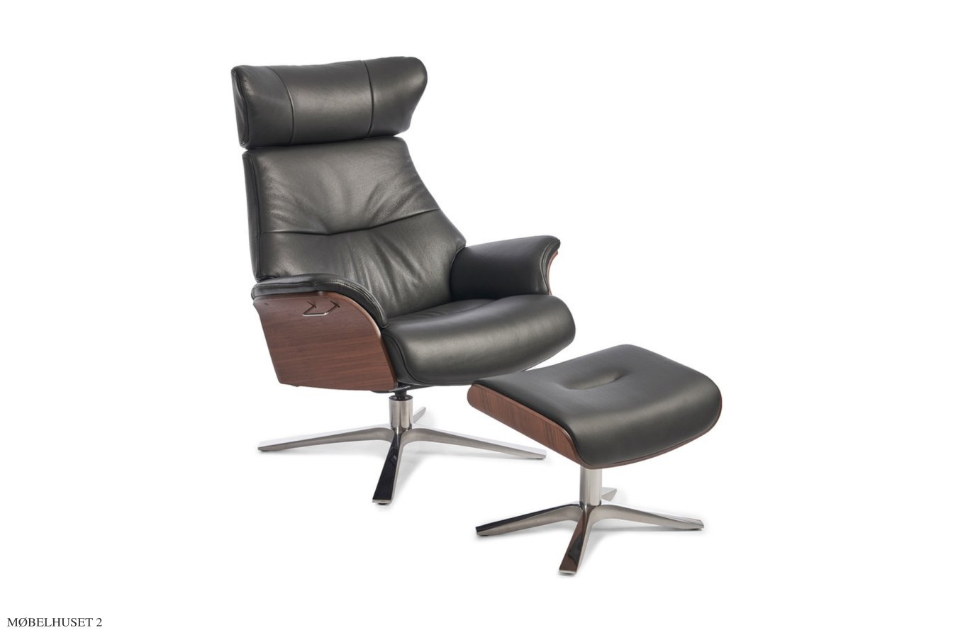 Air l�nestol, Valn�d, Quattro drejefod aluminium, L�der | Fantasy Black 89 | Conform