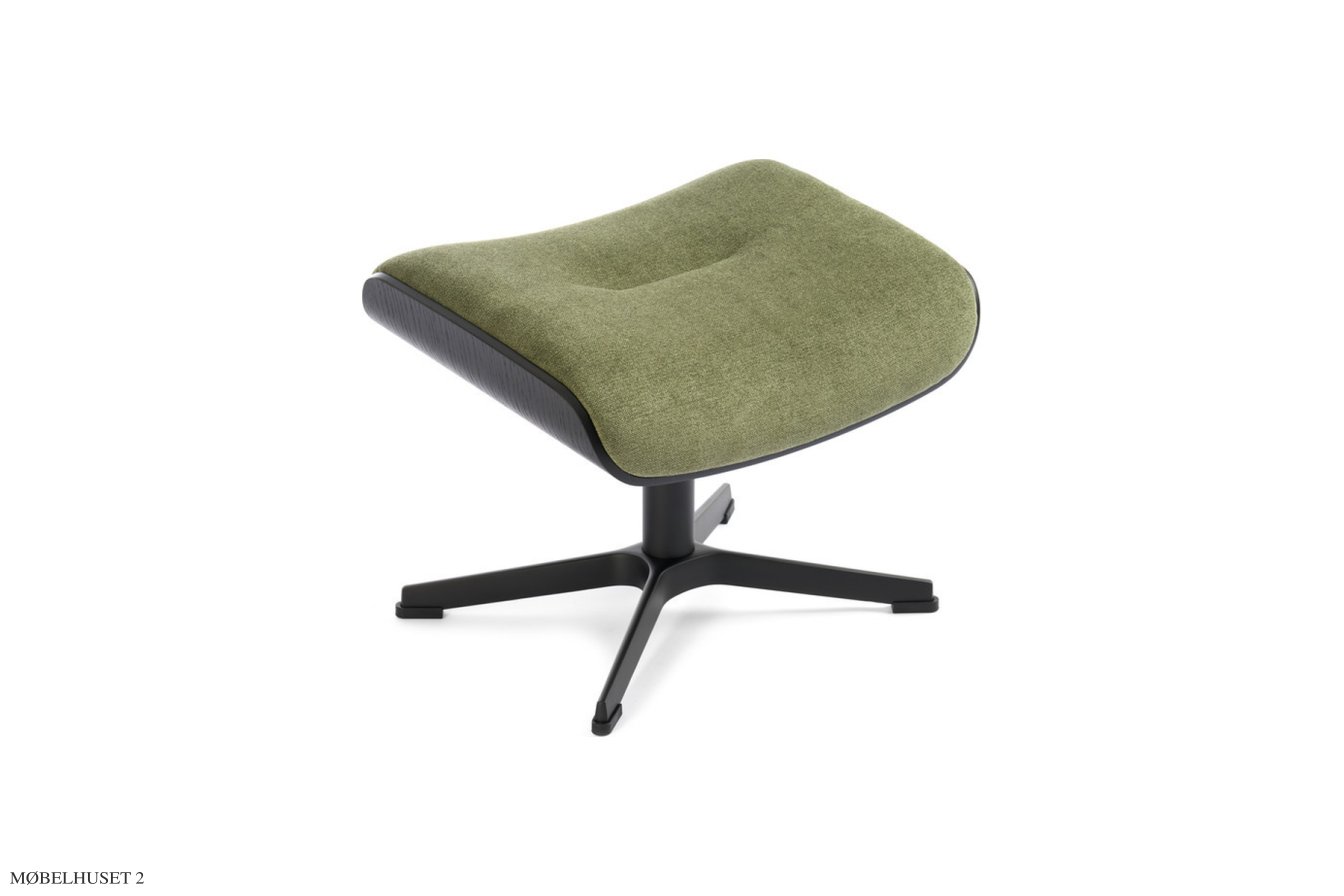 Air l�nestol, Eg sortbejdset, Drejefod sort aluminium, Stof | Velvety Green 22 | Conform