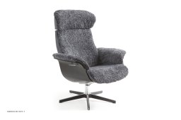Timeout l�nestol, Eg sortbejdset, Drejefod tr�/aluminium, F�reskind | Sheepskin Charcoal | Conform