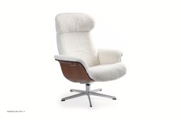 Timeout l�nestol, Valn�d, Drejefod aluminium, F�reskind | Sheepskin Offwhite | Conform