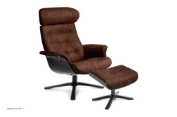 Timeout l�nestol, Eg sortbejdset, Quattro drejefod sort aluminium, Stof | Nanda Umber 65 | Conform