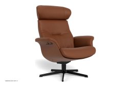 Timeout l�nestol, Helpolstret, Drejefod sort aluminium, L�der | Fantasy Cognac 65 | Conform
