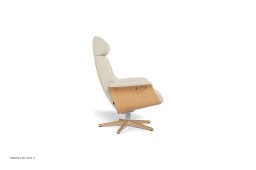 Timeout l�nestol, Eg lak, Drejefod tr�/aluminium, Stof | Benson Cream 03 | Conform
