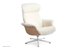 Timeout l�nestol, Eg lak, Drejefod aluminium, F�reskind | Sheepskin Offwhite | Conform