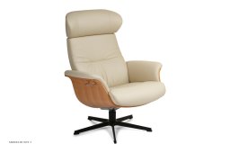 Timeout l�nestol, Eg lak, Drejefod sort aluminium, L�der | Meno Ivory 03 | Conform
