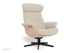 Timeout l�nestol, Eg ubehandlet, Drejefod sort aluminium, Stof | Cortina Sand 09 | Conform