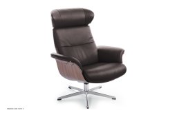Timeout l�nestol, Valn�d, Drejefod aluminium, L�der | Sorrento Mocca 68 | Conform