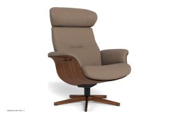 Timeout l�nestol, Valn�d, Drejefod tr�/sort aluminium, L�der | Sauvage Taupe 65 | Conform