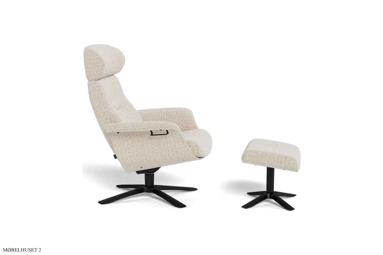 Timeout l�nestol, Helpolstret, Quattro drejefod sort aluminium, Stof | Cortina Sand 09 | Conform