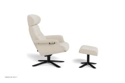 Timeout l�nestol, Helpolstret, Quattro drejefod sort aluminium, Stof | Cortina Sand 09 | Conform