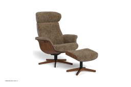 Timeout l�nestol, Valn�d, Drejefod tr�/sort aluminium, F�reskind | Sheepskin Sahara | Conform