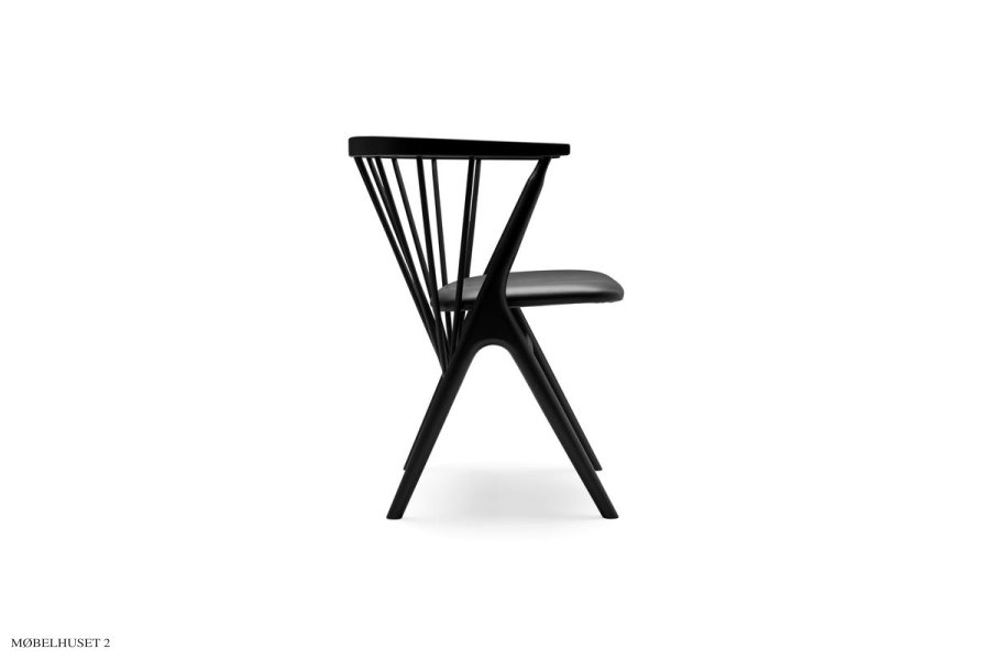 Sibast No 8 spisestol | B�g B&oslash;g sort &middot; Saga Black l&aelig;der
