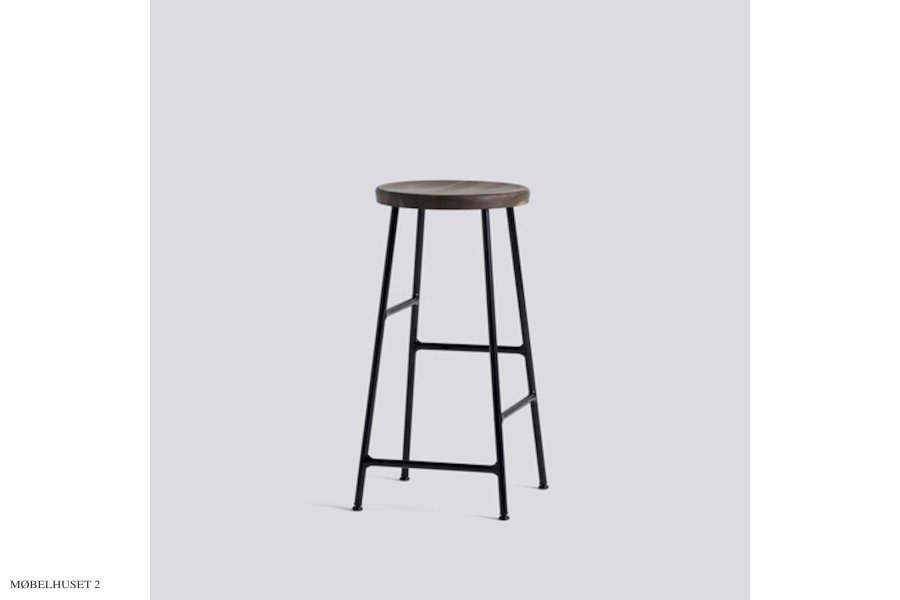 CORNET BAR STOOL, NIEDRIG | Schwarz/gerucherte Eiche
