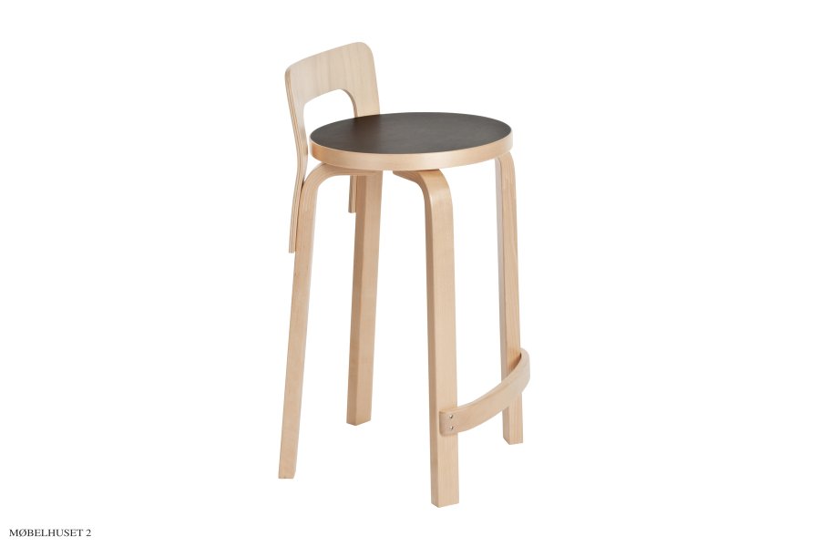 High Chair K65 Birke/schwarzes Linoleum