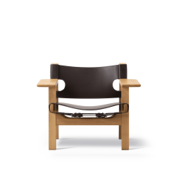 Der Spanische Stuhl | Brge Mogensen | Dunkelbraun Narbenleder