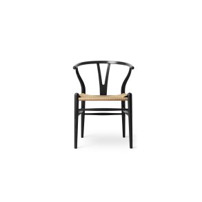 CH24 Wishbone Chair | Eiche schwarz lackiert | Naturgeflecht