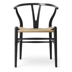 CH24 Wishbone Chair | Eiche schwarz lackiert | Naturgeflecht