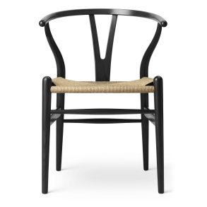 CH24 Wishbone Chair | Eiche schwarz lackiert | Naturgeflecht
