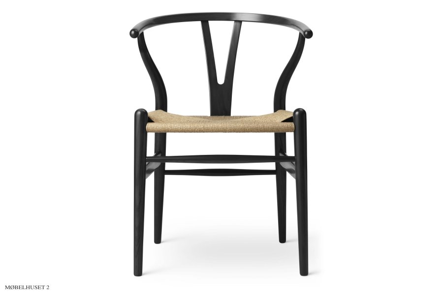 CH24 Wishbone Chair | Eiche schwarz lackiert | Naturgeflecht