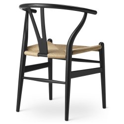 CH24 Wishbone Chair | Eiche schwarz lackiert | Naturgeflecht