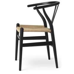 CH24 Wishbone Chair | Eiche schwarz lackiert | Naturgeflecht