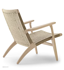 CH25 Lounge Chair | Eiche wei� ge�lt mit Naturgeflecht