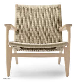 CH25 Lounge Chair | Eiche wei� ge�lt mit Naturgeflecht