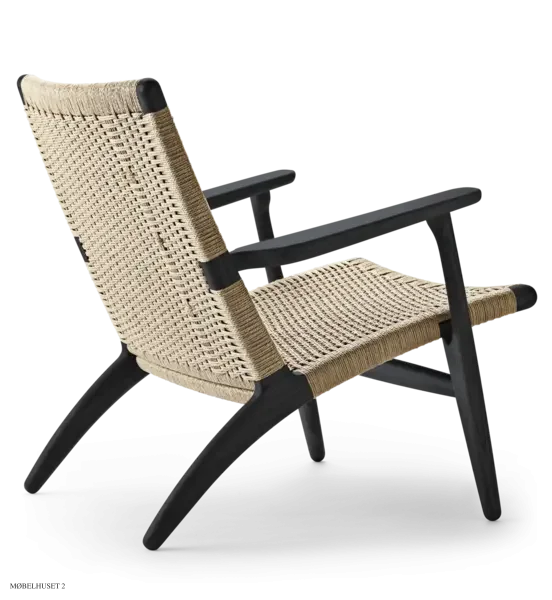 CH25 Lounge Chair | Eiche schwarzlackiert | Naturgeflecht