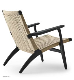 CH25 Lounge Chair | Eiche schwarzlackiert | Naturgeflecht