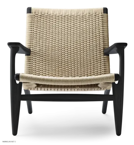 CH25 Lounge Chair | Eiche schwarzlackiert | Naturgeflecht