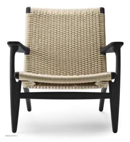 CH25 Lounge Chair | Eiche schwarzlackiert | Naturgeflecht