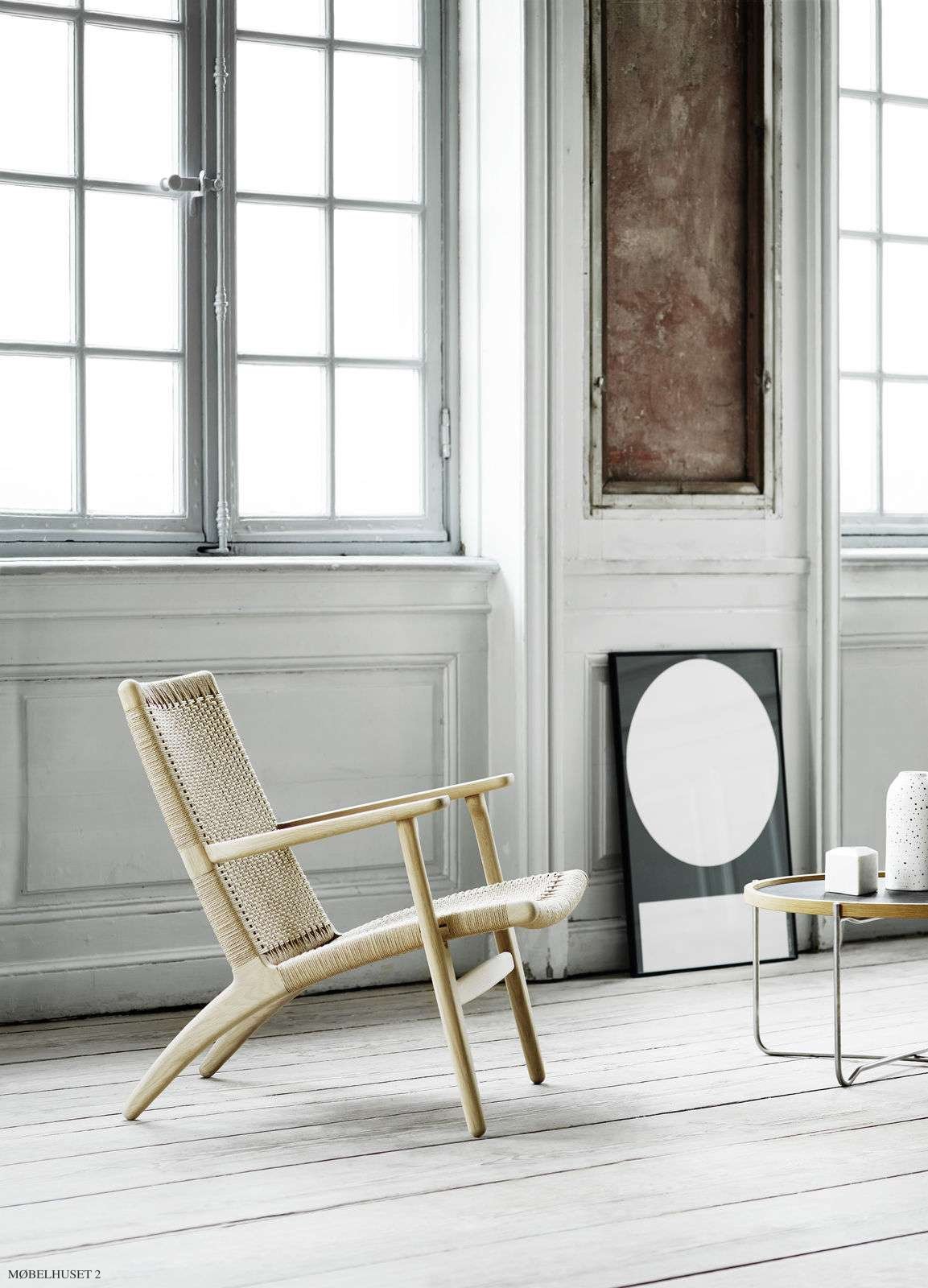CH25 | Lounge Chair | Eiche seife | Naturgeflecht | MH