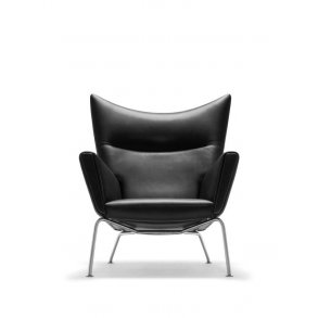 CH445 Wing Chair | Schwarzes Thor Leder
