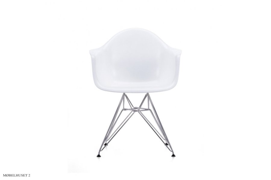 Eames Plastic Armchair (DAR), Verchromt White/Hvid