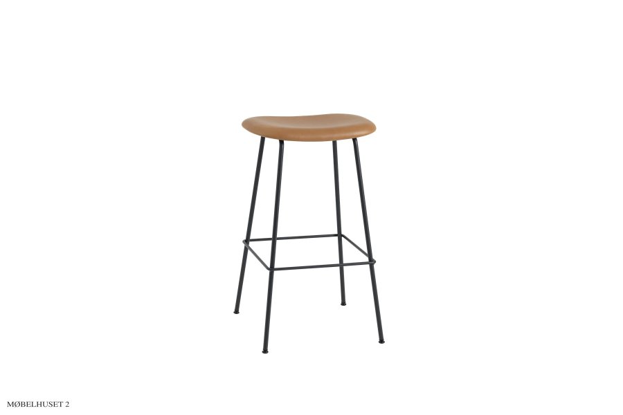 Fiber Counter Stool, uden rygl�n St&aring;l Refine Leather Cognac/Black