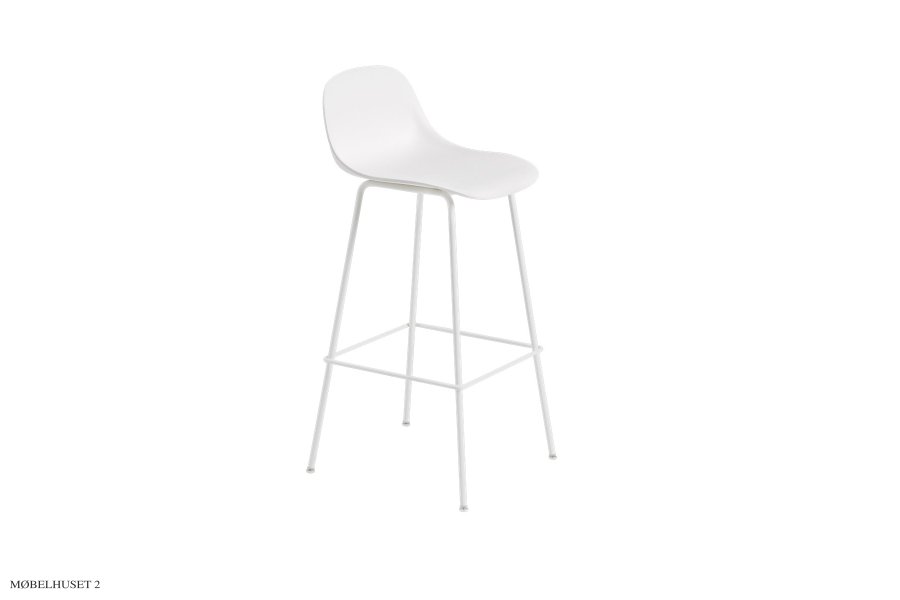 Fiber Counter Stool, med rygl�n St&aring;l Natural White/White
