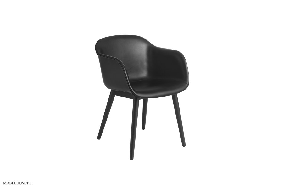 Fiber Armchair Tr&aelig; Refine Leather Black/Black
