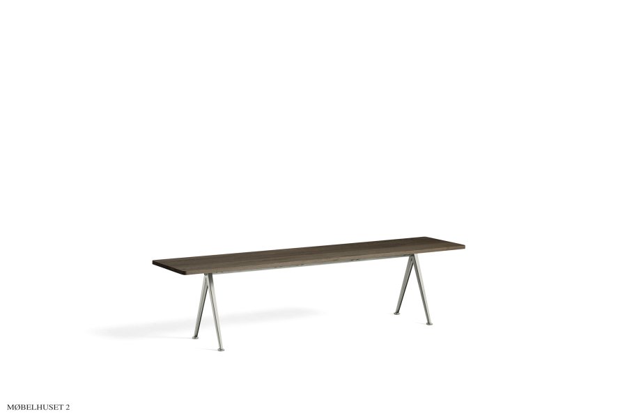 Pyramid Bench 12 Beige pulverbeschichteter Stahl L: 190 cm Ger&auml;uchertes Eichen&ouml;l
