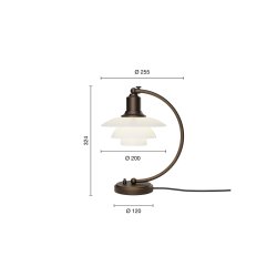 PH 2/2 Luna Aged Brass Opal Tischlampe