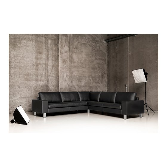 Mogens Hansen MH 221- hj�rnesofa i sort Preston L�der