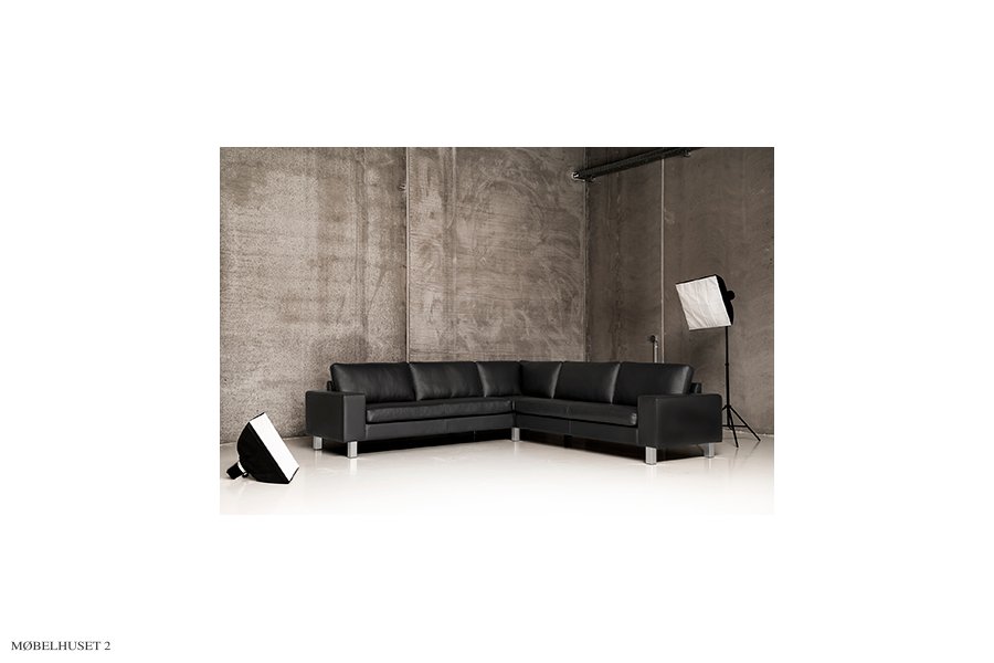 Mogens Hansen MH 221- hjrnesofa i sort Preston Lder