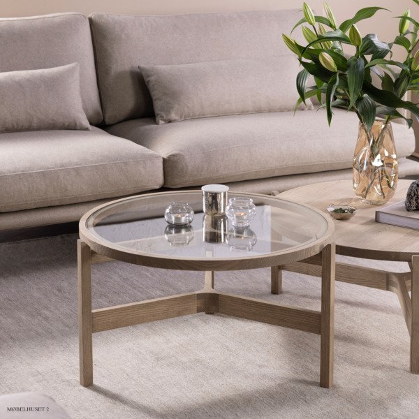 Optic runder Couchtisch m. Glaseinsatz