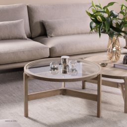 Optic runder Couchtisch m. Glaseinsatz