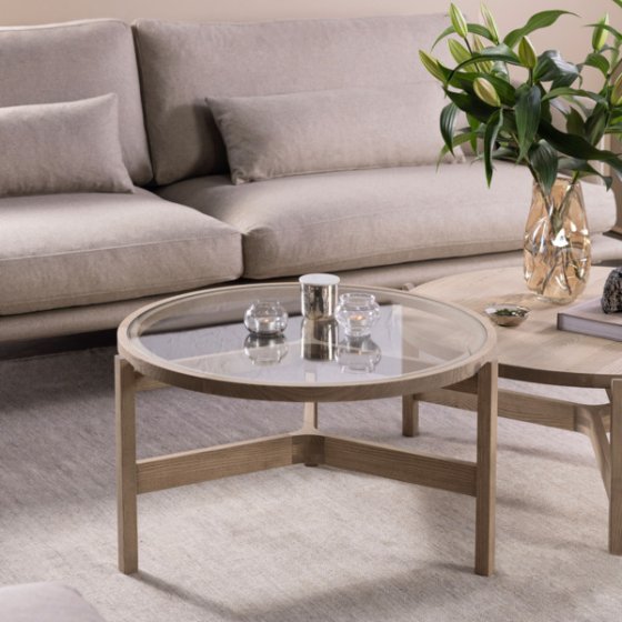 Optic runder Couchtisch m. Glaseinsatz